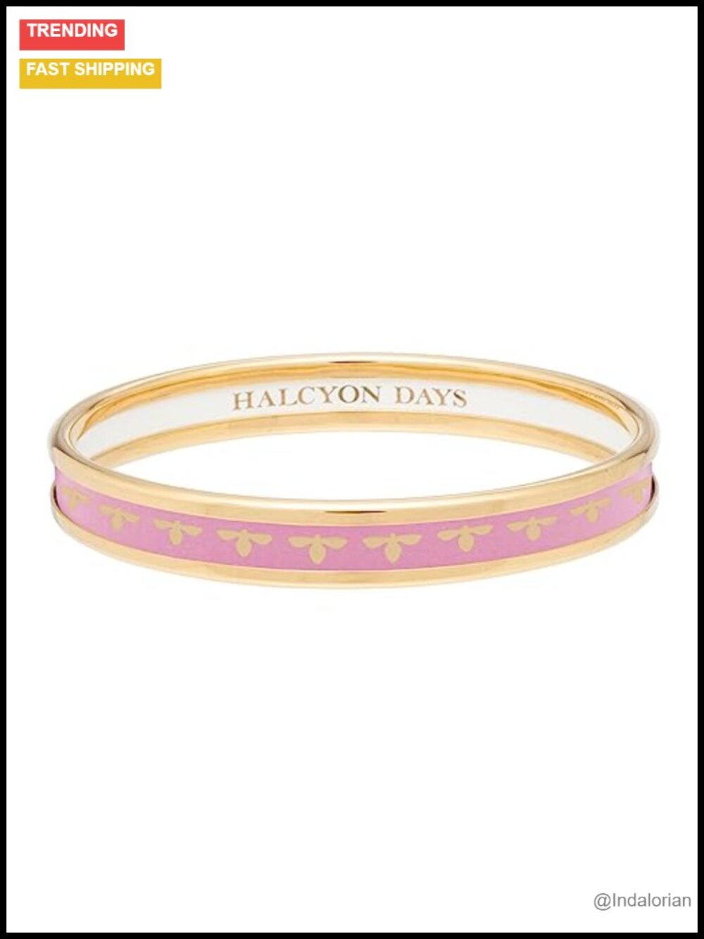 6mm Bee Bangle Brass 18ct Gold Plated Enamel Bracelet